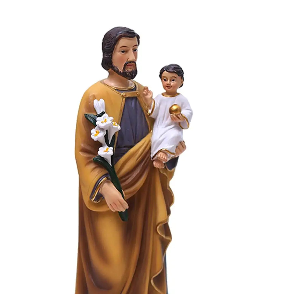 Saint Joseph Carrying Child Jesus Statues Religious Figurines Resin Model Sculpture St. Joseph God Christ Church Desk Décor