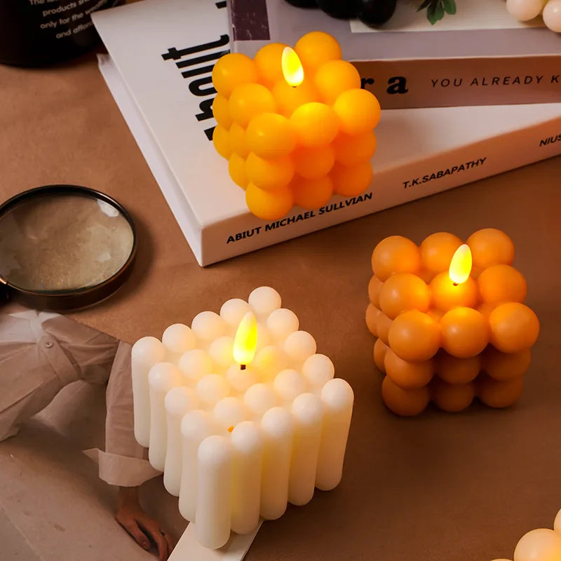 safe flameless Electronic candle Christmas wedding party luxury Led candles with batteries home decoration fake cube candles