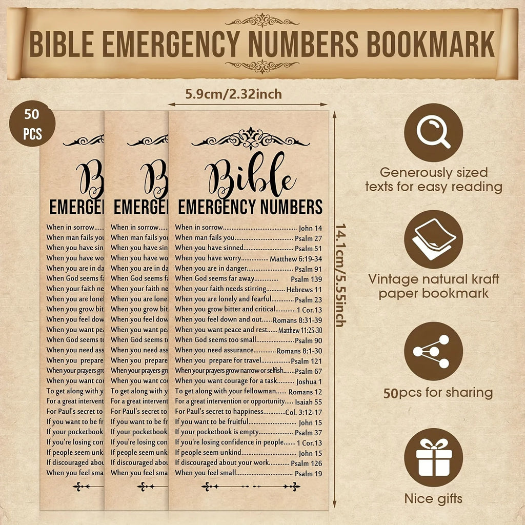 50/100pcs Bible Emergency Number Bookmarks Christian Gifts Religious Bible Verse Bookmarks Christian Bookmarks