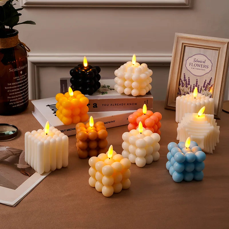 safe flameless Electronic candle Christmas wedding party luxury Led candles with batteries home decoration fake cube candles