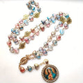 Catholic Rosary Mary Blessing Rosary Prayer Necklace with Amulet Virgin Mary for Cross Pendant Rosary Wall Mounted Necklace