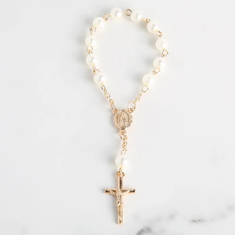 10-100pcs Mini Rosaries Memories for Baptism Catholic Communion Cross Mini Rosary Bracelet Bead for Baptism Favors Christening