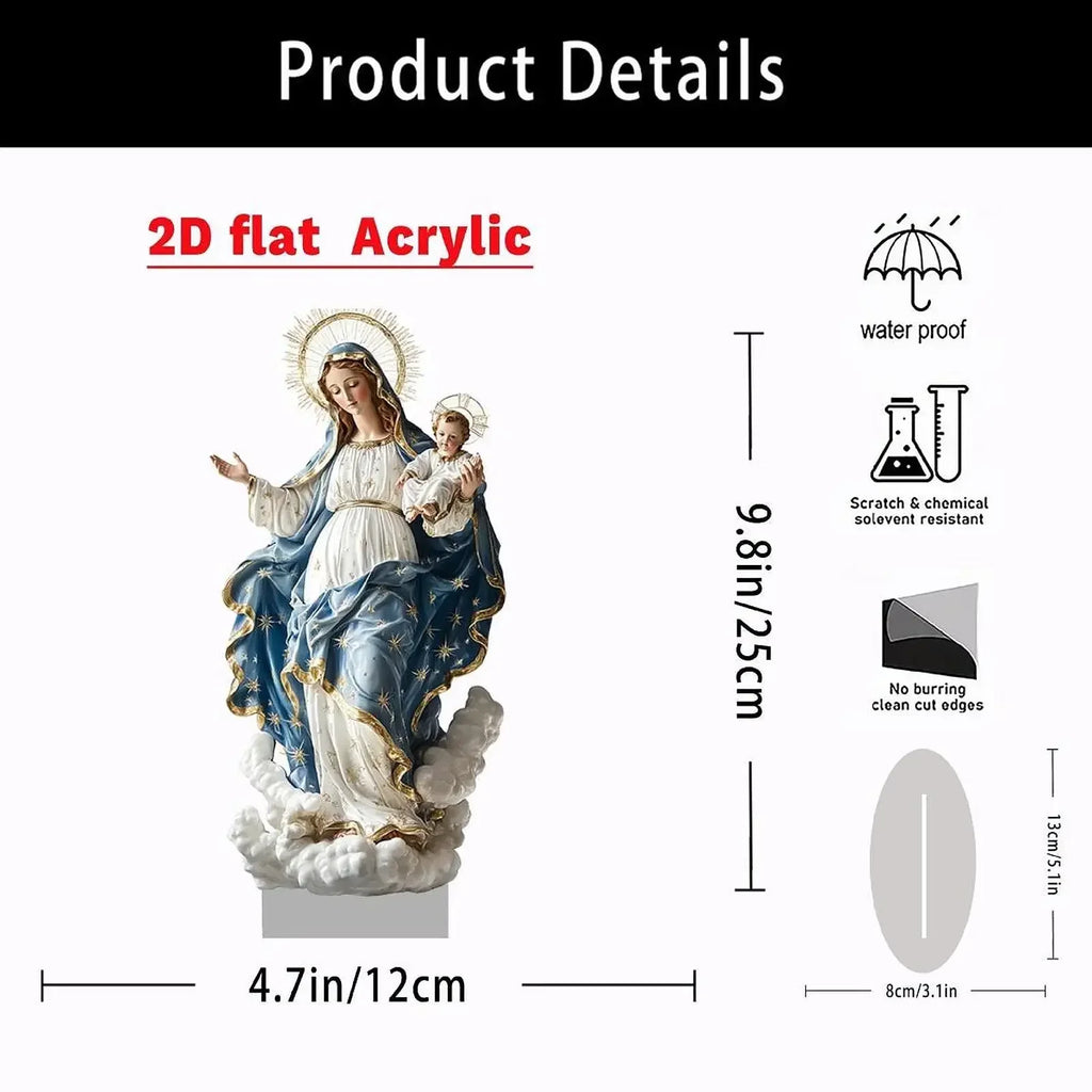 DChristmas Decor Virgin Mary Statue With Infant Jesus Desktop Nativity Display