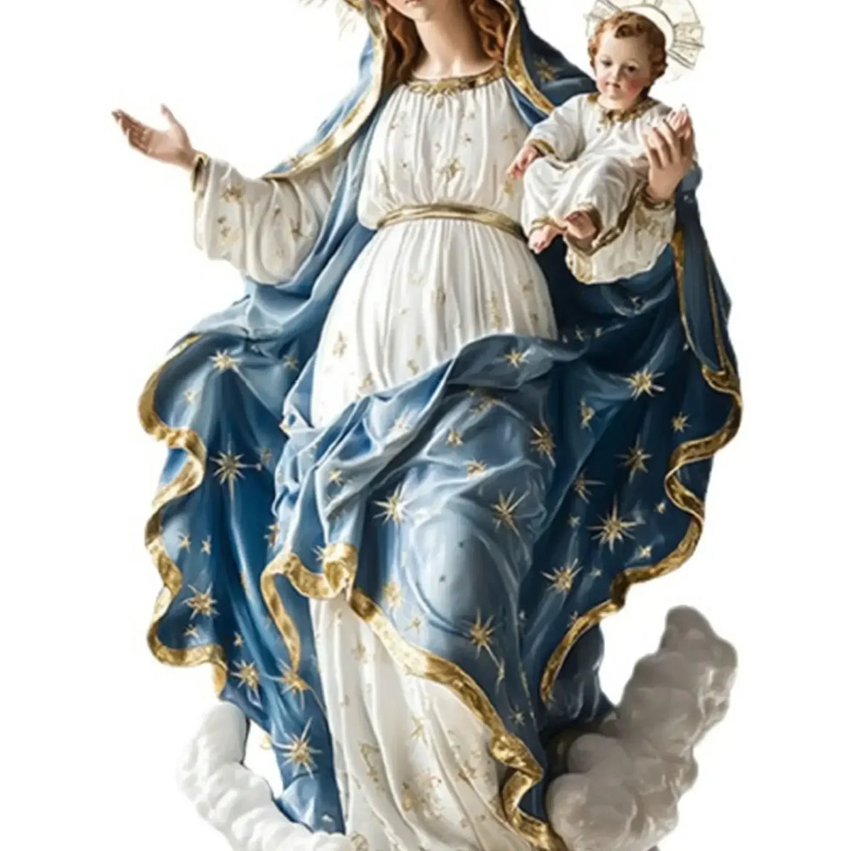 DChristmas Decor Virgin Mary Statue With Infant Jesus Desktop Nativity Display