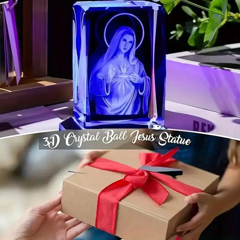 Crystal Virgin Mary Statue with LED Light,Gift for Girlfriend, Wife, Mother, Birthday, Mother'S Day, Christmas, Valentine'S Day