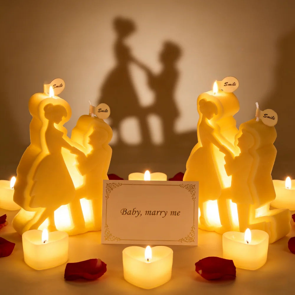 Valentine's Day Gift DIY Couple Aromatherapy Candle Making Silicone Mold Wedding Plaster Clay Crafts Romantic Ornaments Mold