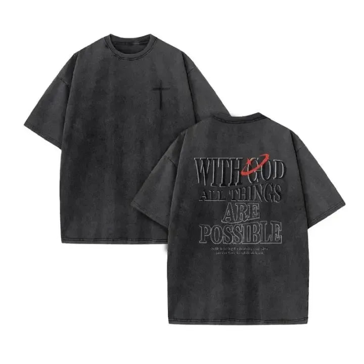 2025 Christian Men Women Washed Graphic Print T Shirt Version Casual T Shirt Cotton Christian Vintage T Shirt Harajuku Style