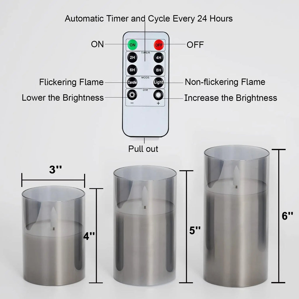 LED Flameless Candles with Remote Timer Realistic Flickering Flame Acrylic Candle Battery Powered for Christmas Wedding Decor