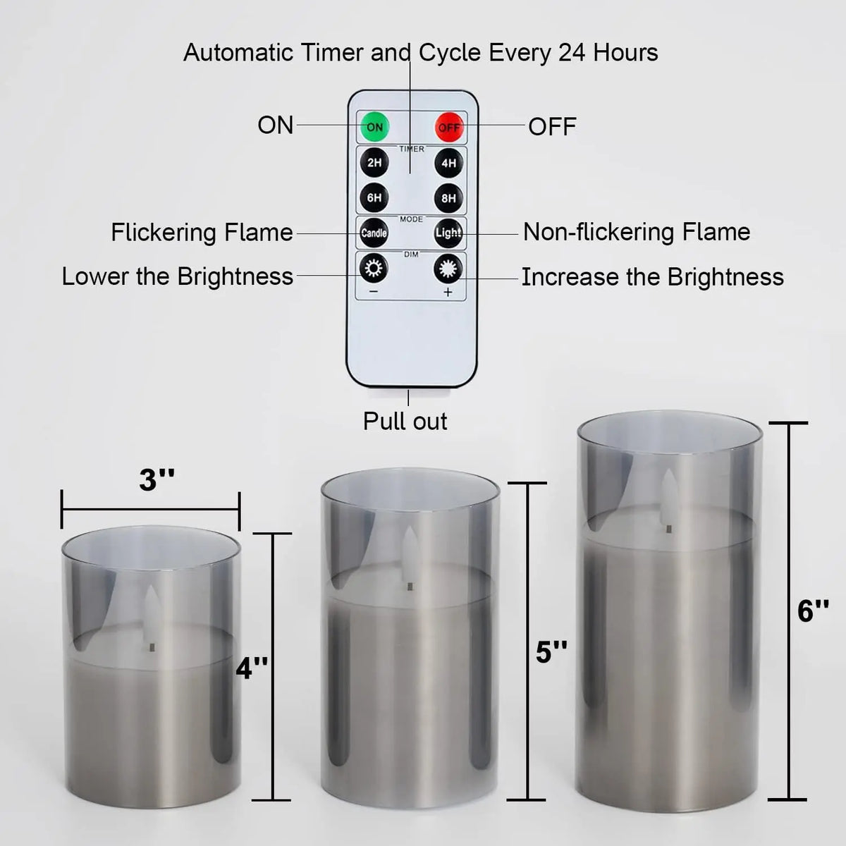 LED Flameless Candles with Remote Timer Realistic Flickering Flame Acrylic Candle Battery Powered for Christmas Wedding Decor