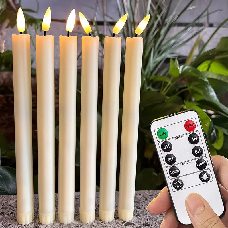 Flameless Candles Flickering with Remote Battery Operated Led Warm 3D Wick Candles Light Pack of 6 Christmas Home Wedding Decor