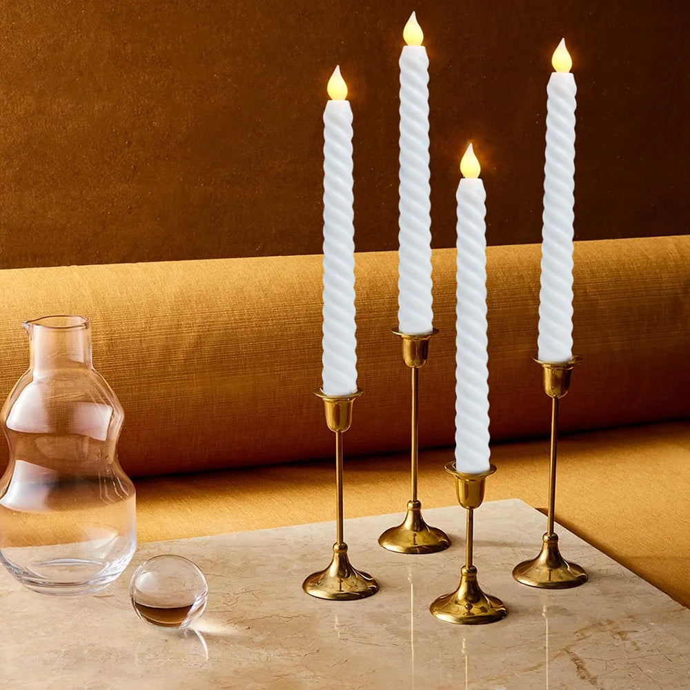 LED Flameless Taper Candles Lights Window Decorative Christmas Candles Lamp Electric Long Candles 3D-Wick Flameless Candlesticks