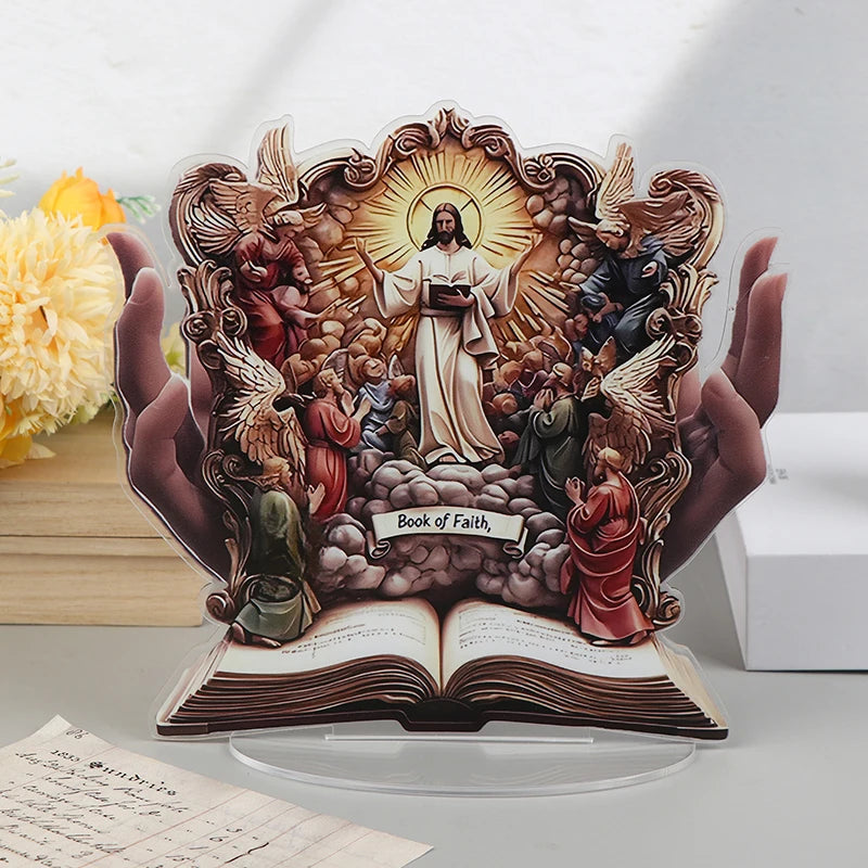 Nativity Scene Statue,2D Flat Jesus & Maria Acrylic Figurine,Home,Cafe,room,Studio,Table Ornament Christian Religion Decor