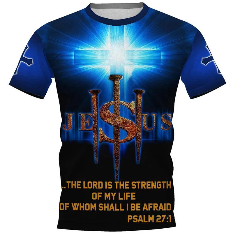 Vintage Men's Tshirts 3d Christian Jesus Print T-Shirt Summer Casual Streetwear Tops Men Clothing Short-sleeved Camisetas Homme