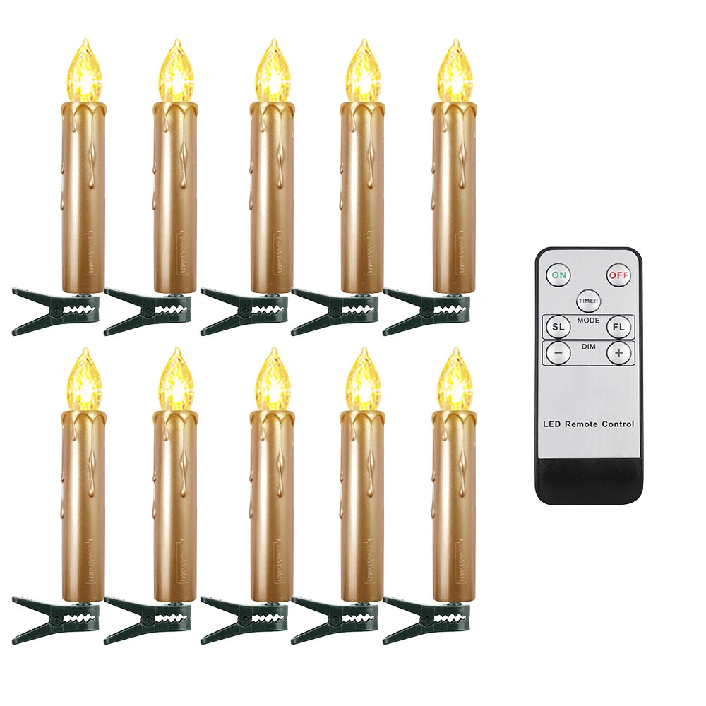 LED Candle Realistic Flickering Flame with Remote Timer Golden for Christmas Gift Set Home Decor Centerpiece Wedding Viral Decor