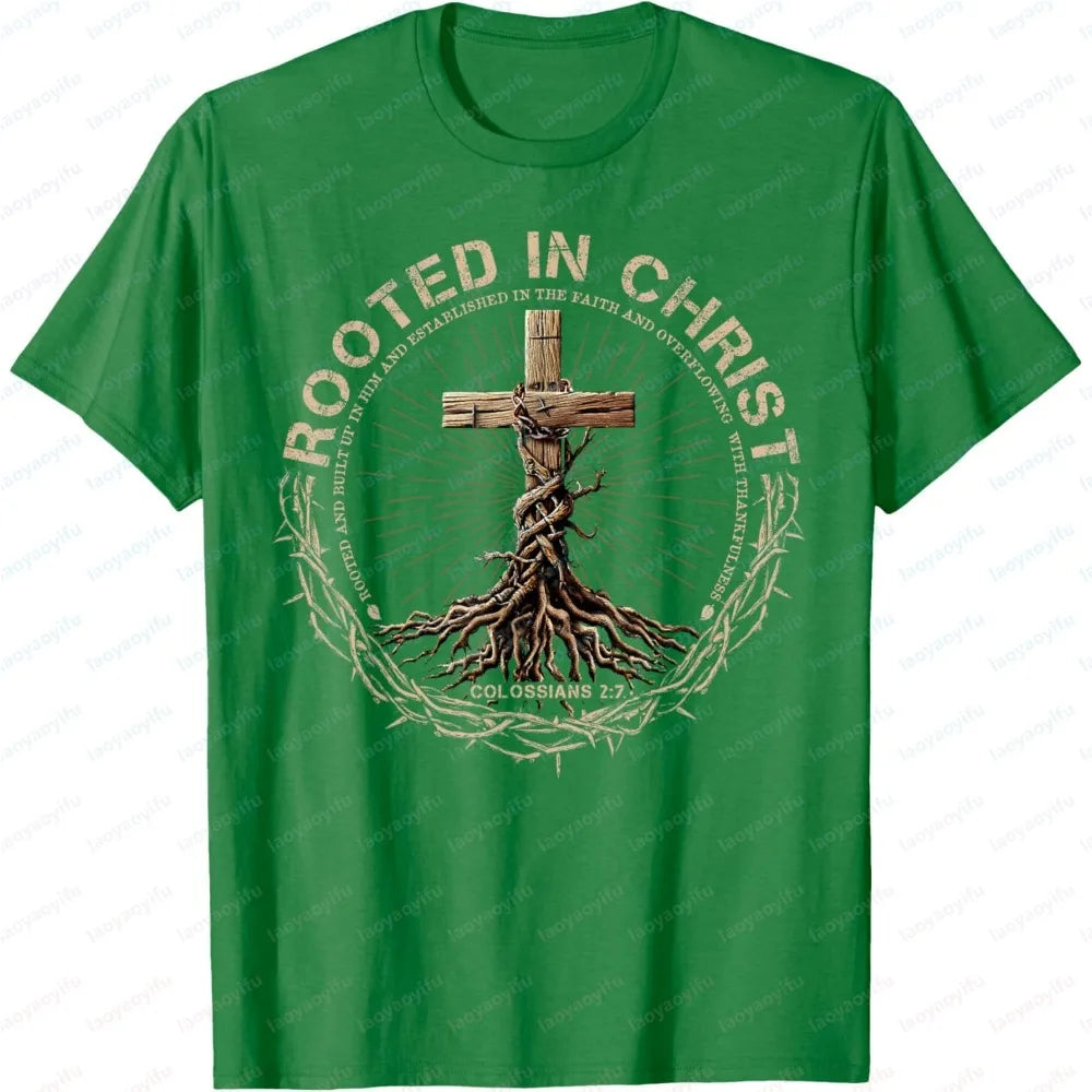 Christian Print Men's T-Shirt, Summer Short Sleeve Cotton Fashion Tee, Casual Religious Faith Tops for Church & Everyday Wear