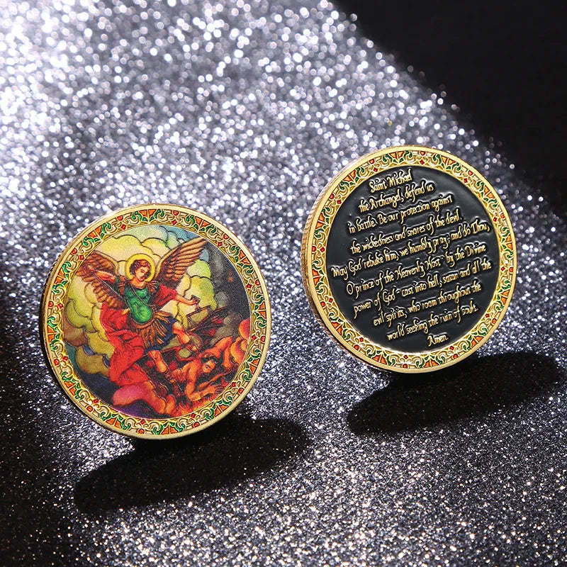 Saint Michael Challenge Coin Angel Metal Medal Craft Home Decoration Commemorative Coin Collection Gift