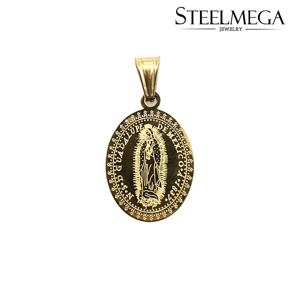 STEELMEGA Stainless Steel Catholic Pendant of Our Lady of Guadalupe Medal
