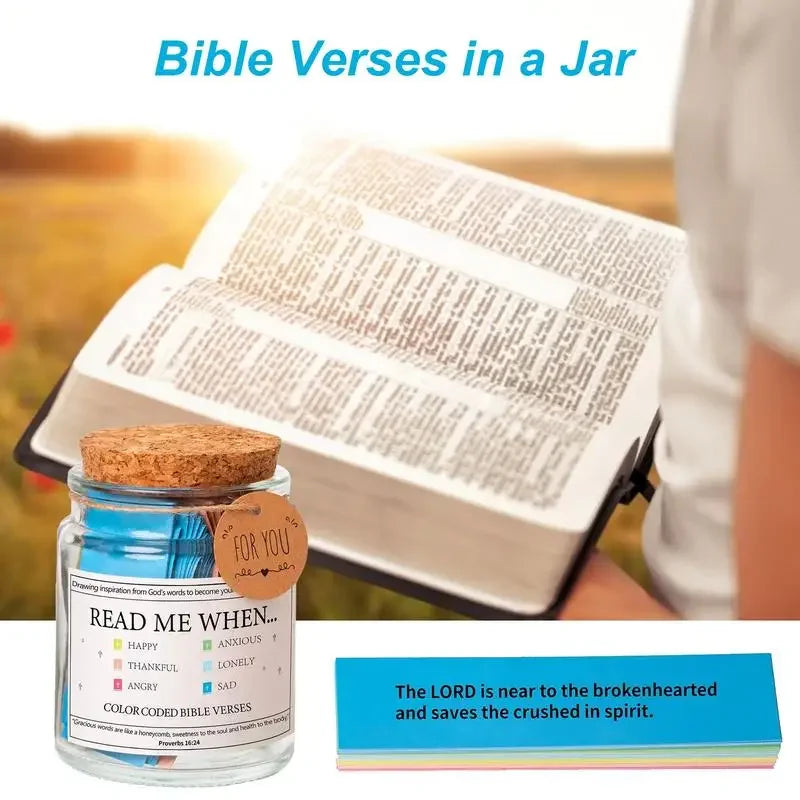 Bible Verses in A Jar, God's Word Storage Jar ,Colorful Bible Verses Gratitude & Blessings Christian ,With Gift Box