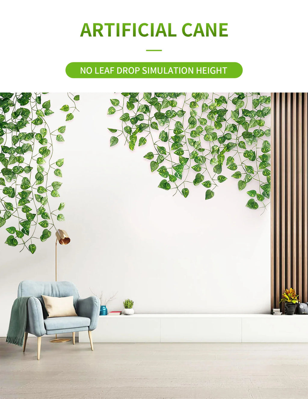 1Pc 200Cm Green Vine Silk Artificial Ivy Hanging Leaf Garland Plant Creeper Leaf Home  Wedding Garden Bathroom Decoration