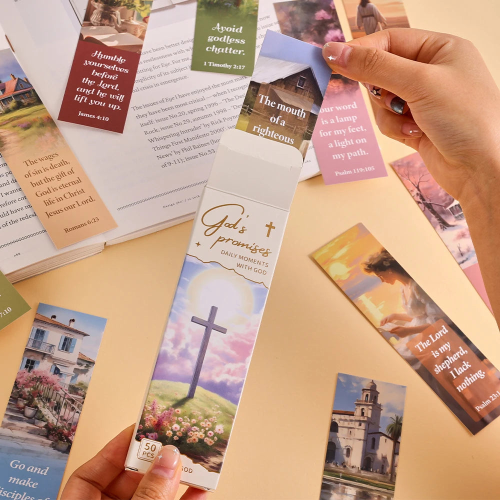 50 Pcs Bible Verse Bookmarks Inspirational Quote Set On Paper For Daily Encouragement Perfect Gifts For Readers & Believers