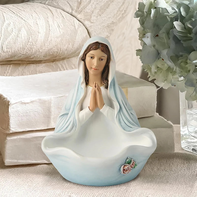Our Lady of Grace Virgin Mary Resin Structure, Ideal Rosary Holder with Aesthetic Home Decor Item