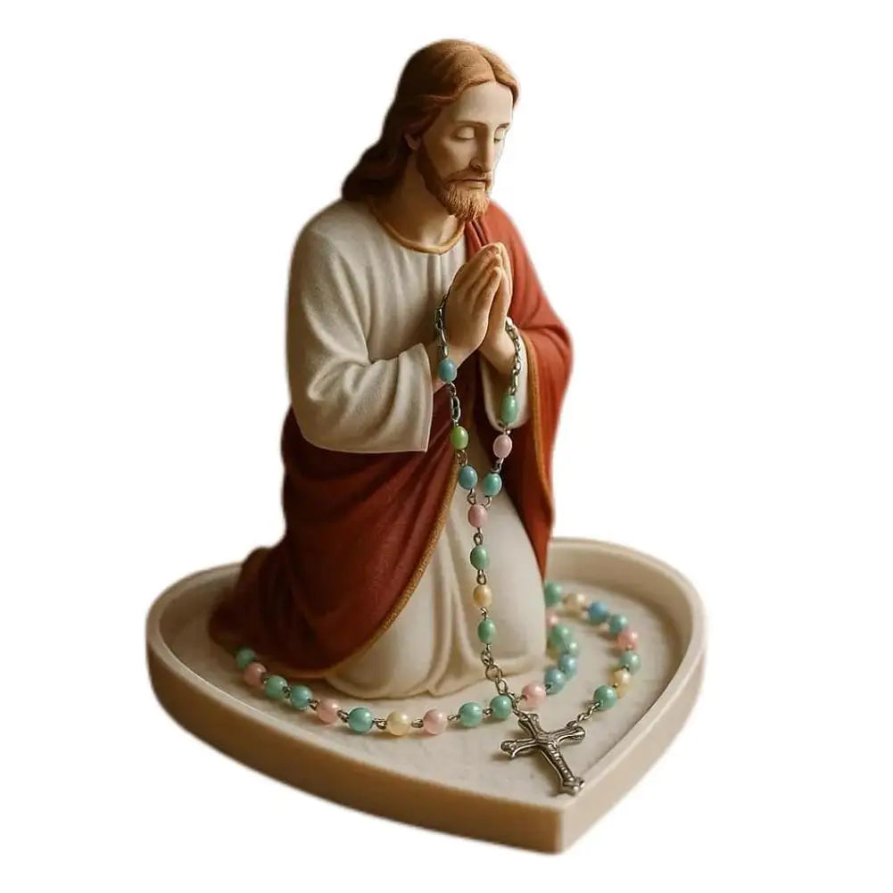 Virgin Mary Rosary Holder Statue Resin Elegant Our Lady Prayer Rosary Box Our Lady of Grace Statue Desktop Ornaments Home Decor