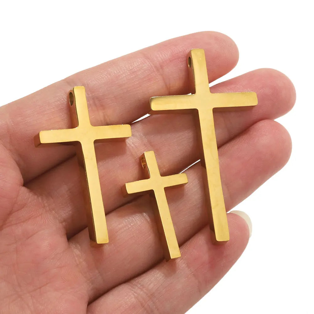 5pcs Stainless Steel Large Cross Charms For Jewelry Makings DIY Cross Necklace Pendants Jewelry Finding Religious Amulet Pendant
