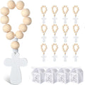 6/12/18PCSWooden Rosary Cross Pendant with White Gift Box for Boys Girls First Holy Communion Baptism Wedding Thank You Gift