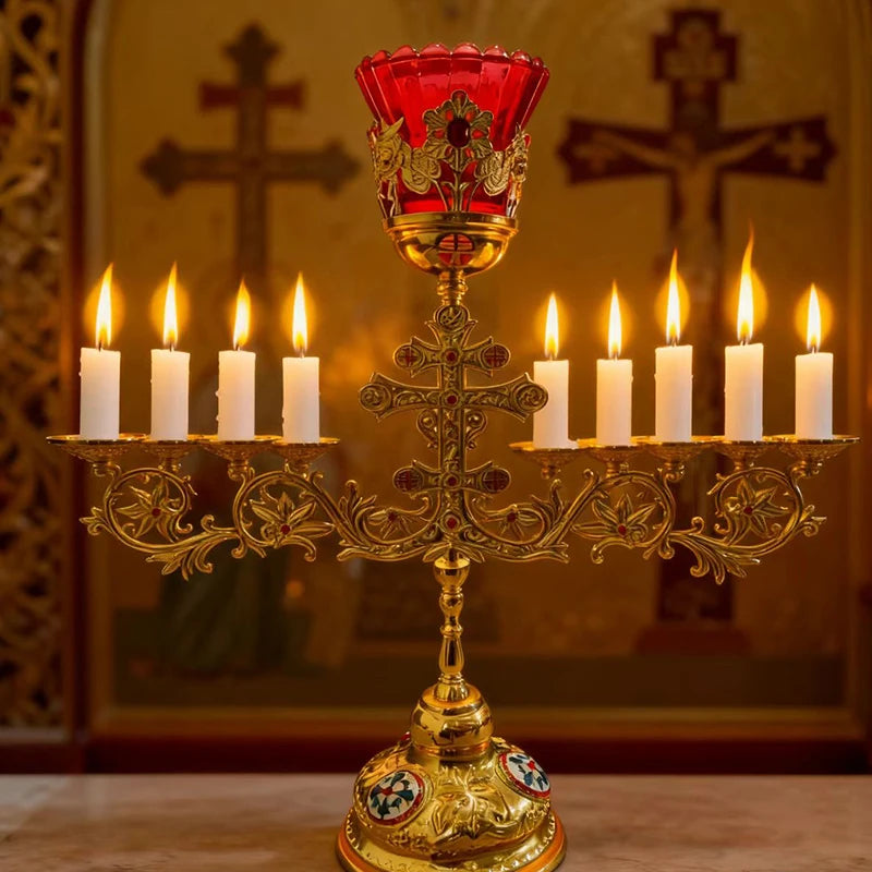 New Gilded candle holders churches religious sacraments Eastern Orthodox Jesus churches ceremonial items Christmas decorations