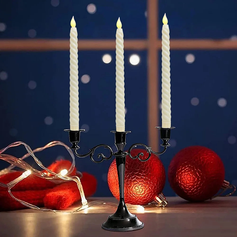LED Flameless Taper Candles Lights Window Decorative Christmas Candles Lamp Electric Long Candles 3D-Wick Flameless Candlesticks