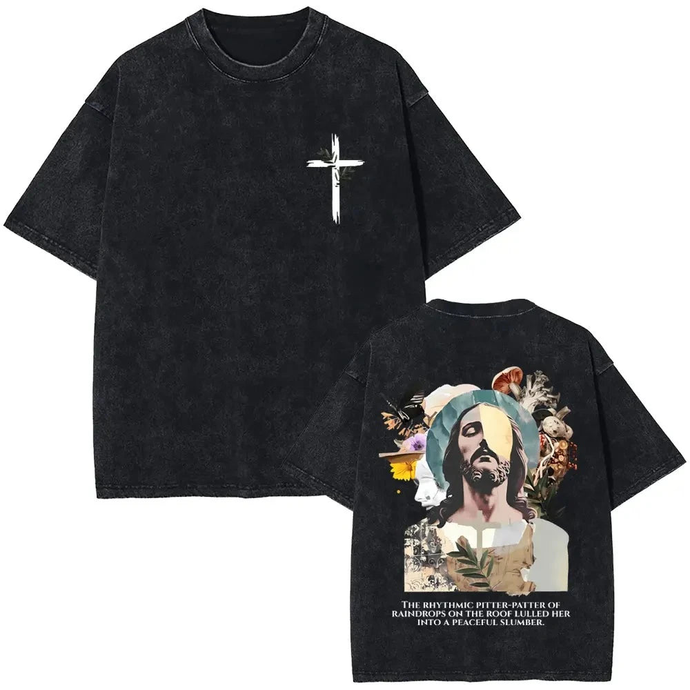 2026 Spring summer Vintage Christian Jesus Blessing From God Graphic T-shirt Men Women Clothing Fashion Casual  Crewneck T Shirt