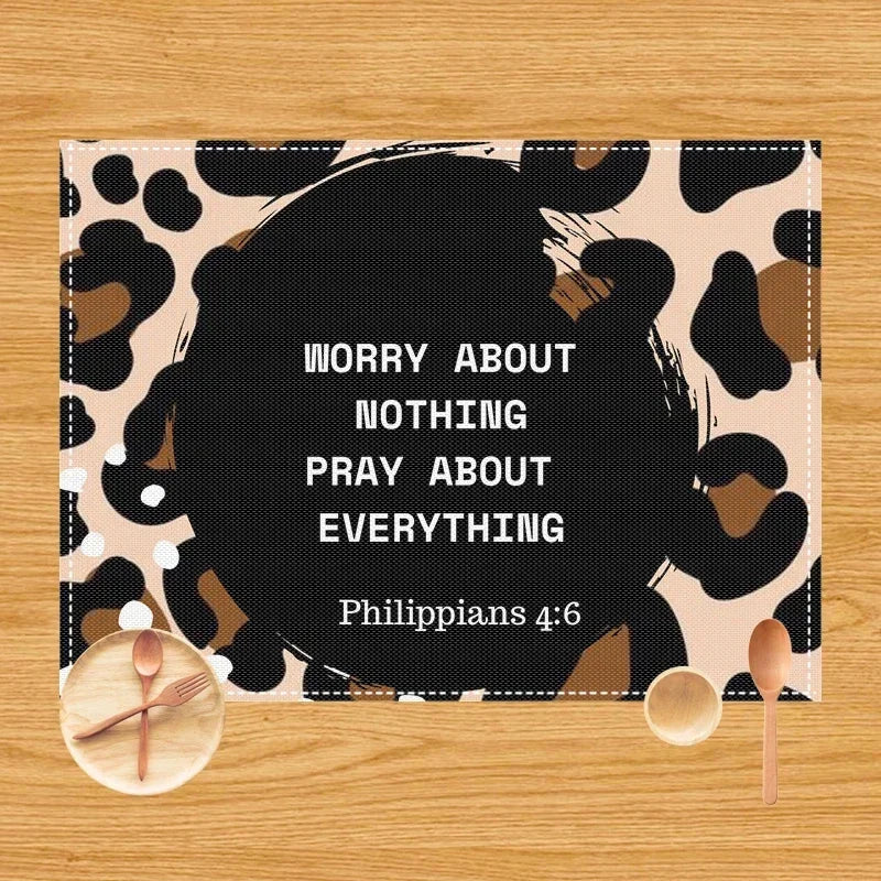 30x40cm Bible Verse Print Table Mat for Diner Kitchen Christian Religion Dinnerware Placemat Coffee Cup Pads Table Decor