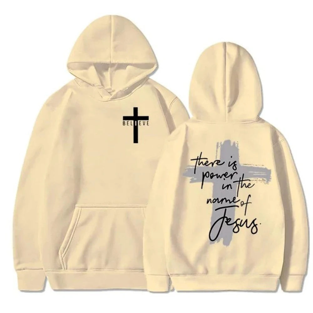 God Is Good Christian Faith Essential Woman Hoodies There Is Power in The Name of Jesus Graphic Hoodie Fashion Streetwear