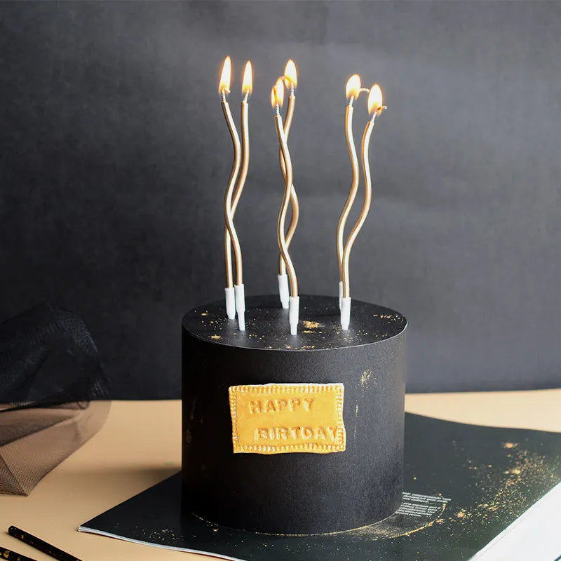 High end black and white golden candles for romantic parties, smoke-free and gold-plated