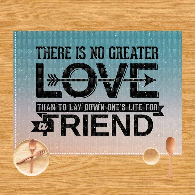 30x40cm Bible Verse Print Table Mat for Diner Kitchen Christian Religion Dinnerware Placemat Coffee Cup Pads Table Decor