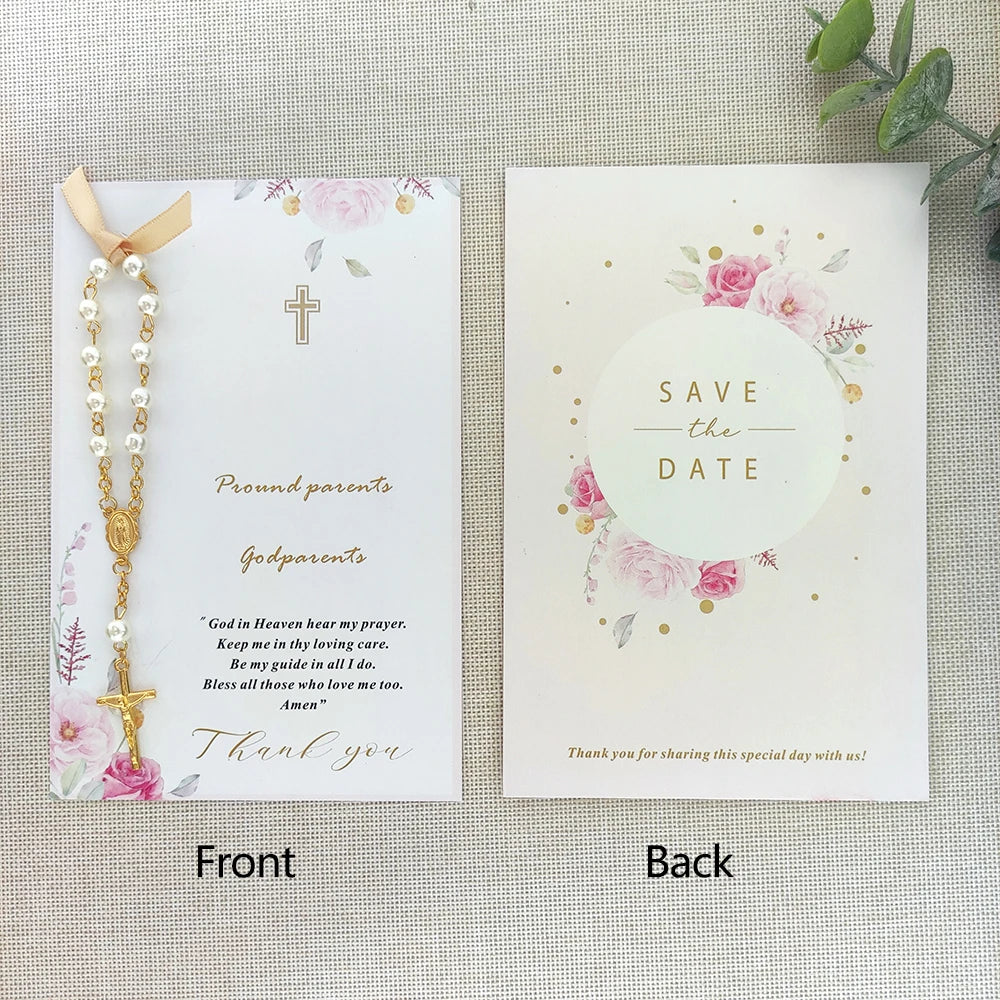 20/10pcs Baptism favor cards with rosaries Birthday Baptism Communion Christening Decor for your New born