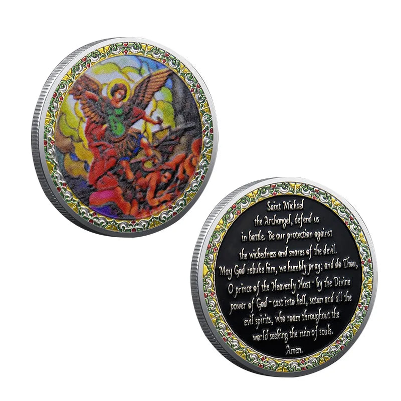 Saint Michael Challenge Coin Angel Metal Medal Craft Home Decoration Commemorative Coin Collection Gift
