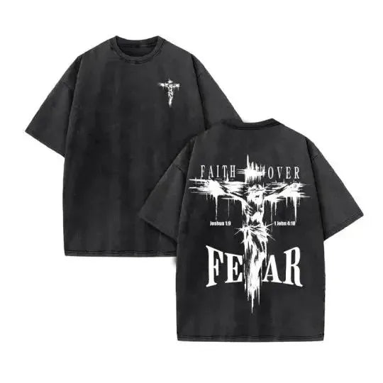 2025 Christian Men Women Washed Graphic Print T Shirt Version Casual T Shirt Cotton Christian Vintage T Shirt Harajuku Style