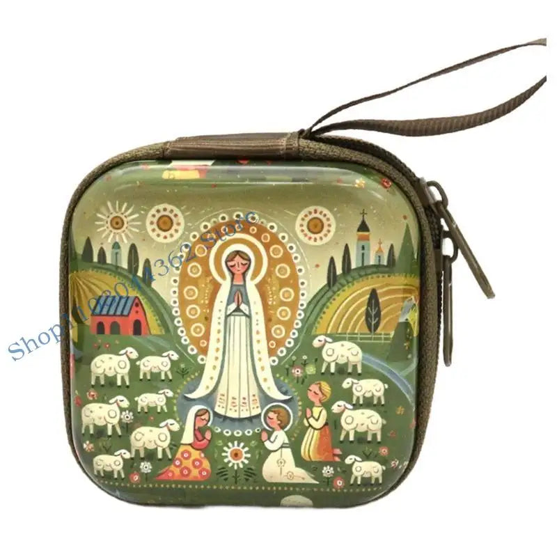 Rosary Jewelry Box Religious Trinket Storage Holders Case Religious Trinket Box Coin Purse Rosary Prayer Bag Zippers