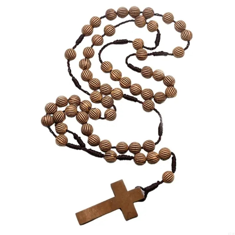 Catholic Rosary Wood Beads Necklace Mini Cross Finger Rosaries for Baptism Favor Communion Favor Halloween Party Favor