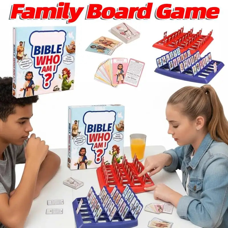 Bible Who I Am Portable Board Game 24 Holy Bible Characters Family Fun Card Guessing Game Fun Board Game with Life Story Cards