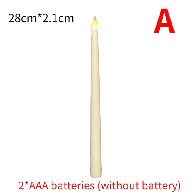 4/1PCS Long Christmas LED Candle Flameless Pointed Candle Light Battery Powered Church Flickering Candle Light Home Decoration