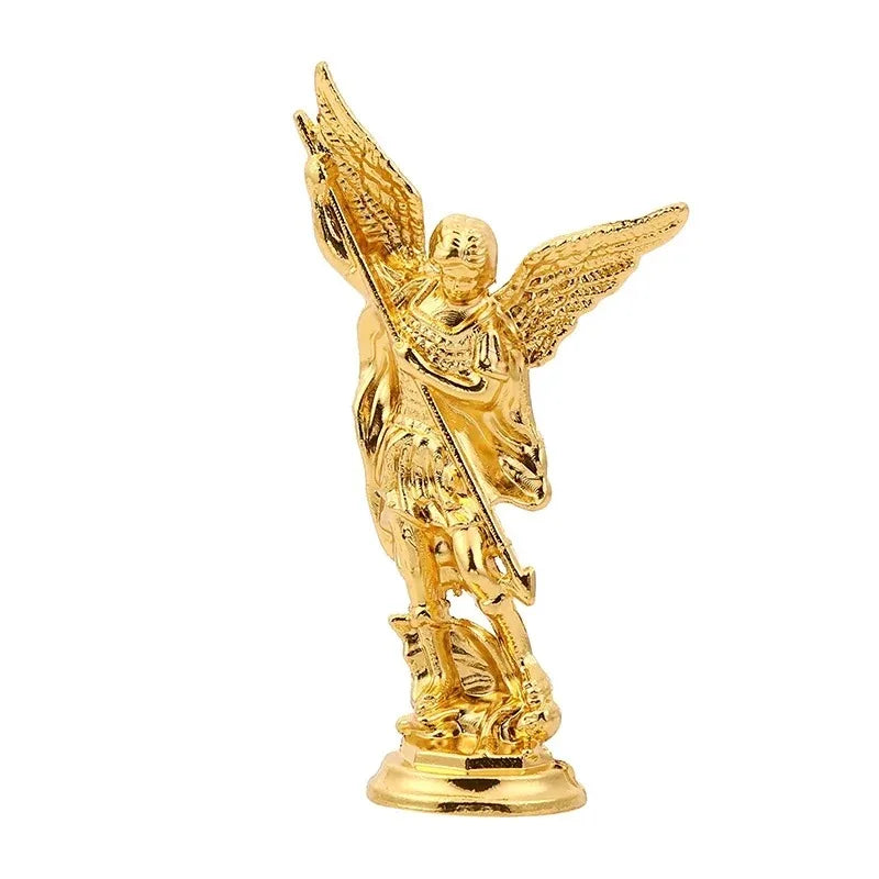 Christian Saint Michael FigurineThe Archangel Defeating Satan Guardian Statues Zinc Alloy Ctafts for Home Room Tabletop Desktop