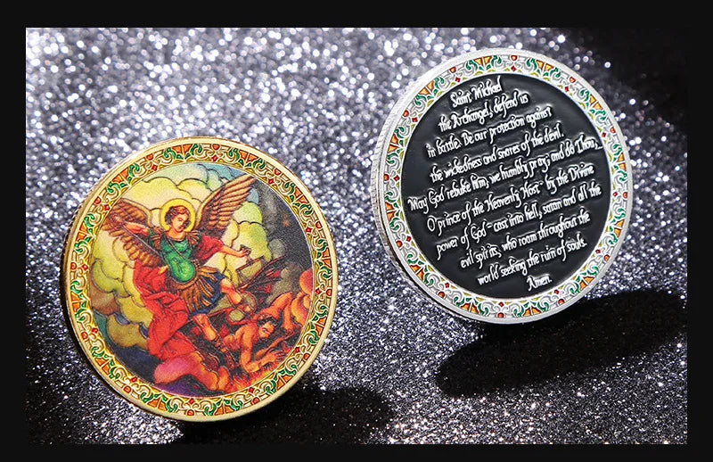 Saint Michael Challenge Coin Angel Metal Medal Craft Home Decoration Commemorative Coin Collection Gift