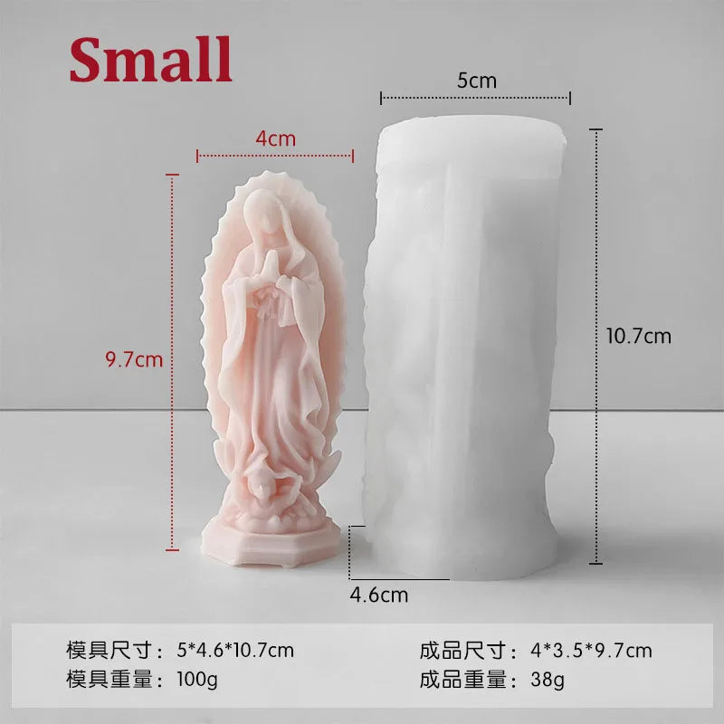Blessed Virgin Mary Portrait Silicone Candle Mold 3D Prayer Madonna Statue Resin Plaster Making Tool Handmade Kit Home Decor