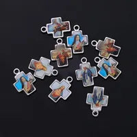 5 Pieces/Catholic Gold Plated Cross Charm Jewelry Making Supplies Christ Handmade Necklace Christ Gold Cross Accessories