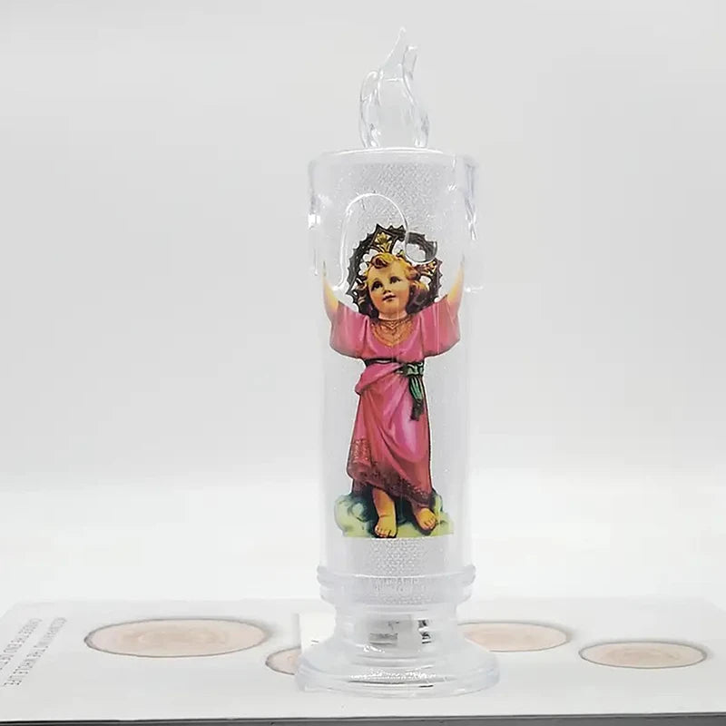 Jesus Virgin Christ Candle Lamp Romantic Flameless LED Prayer Candle Tea Light Religious Decorative Night Light Desktop Ornament