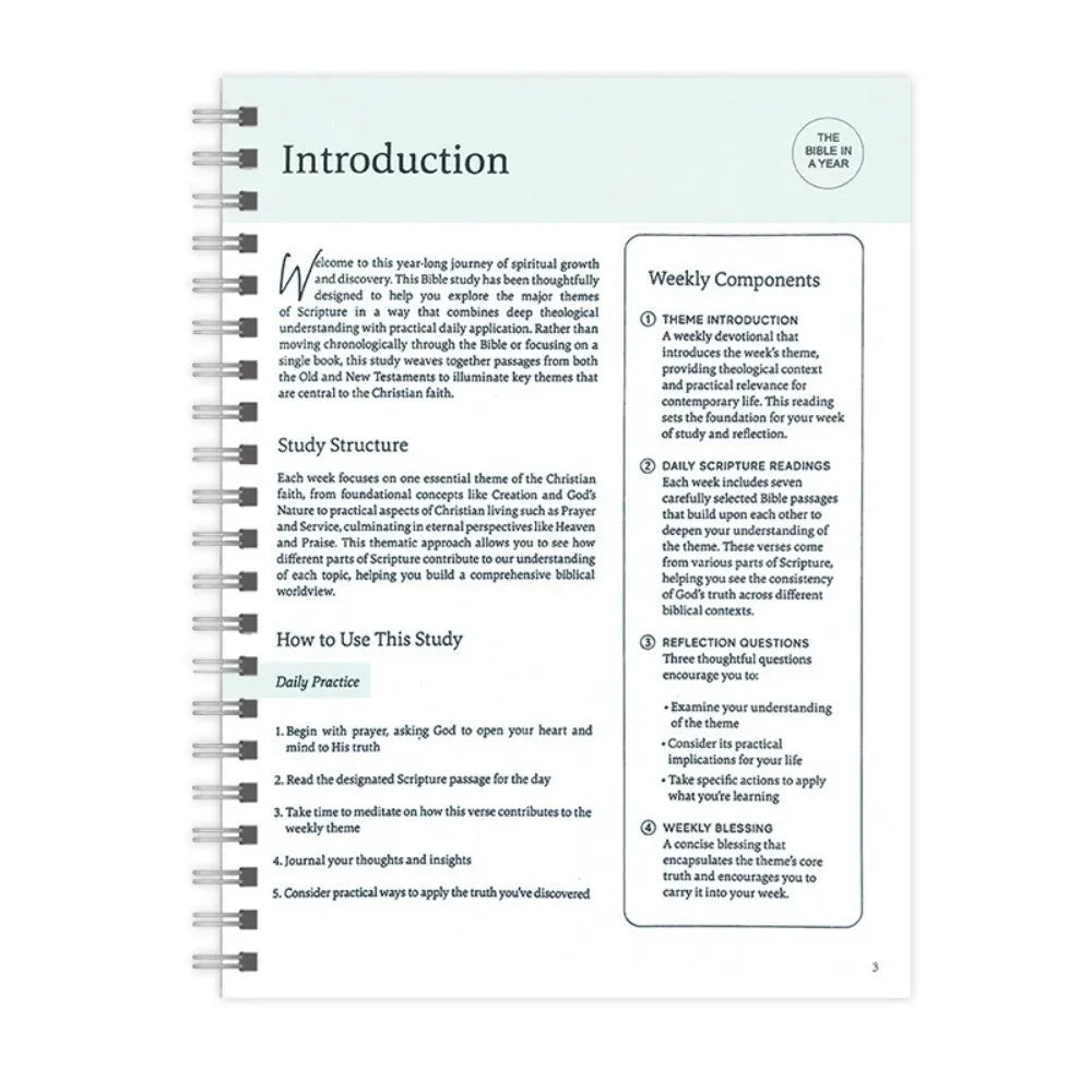 Hot Spiral Bound The Bible In A Year Through Gods Word A 52-Week Study 52-Week Learning Plan Spiral Bible Study Guide for Women